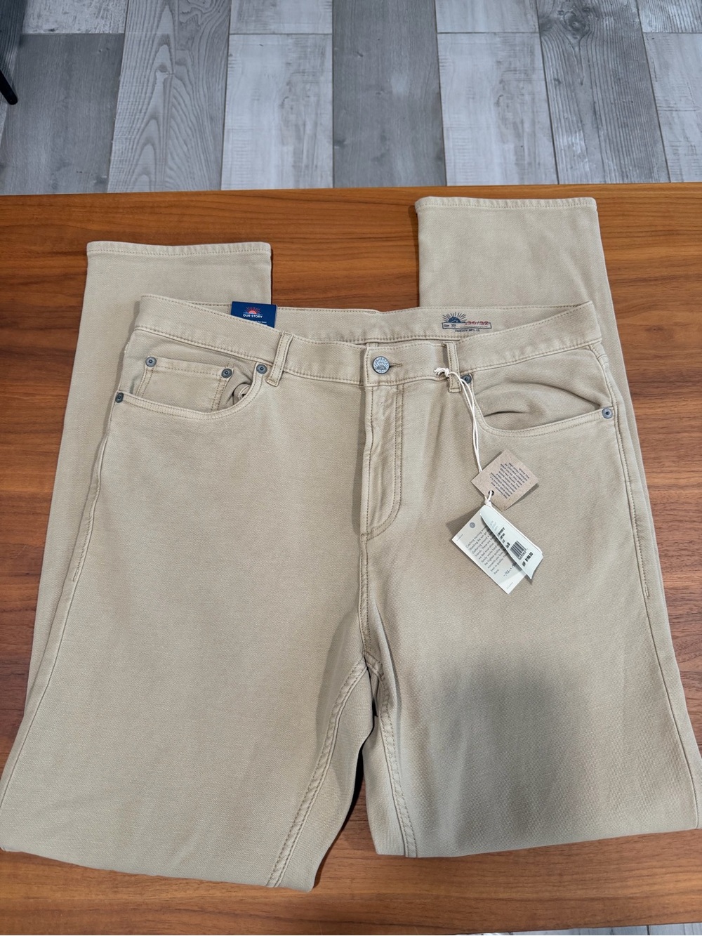 Faherty Brand Men’s Stretch Terry 5 Pocket 36x32 NWT! Desert Khaki